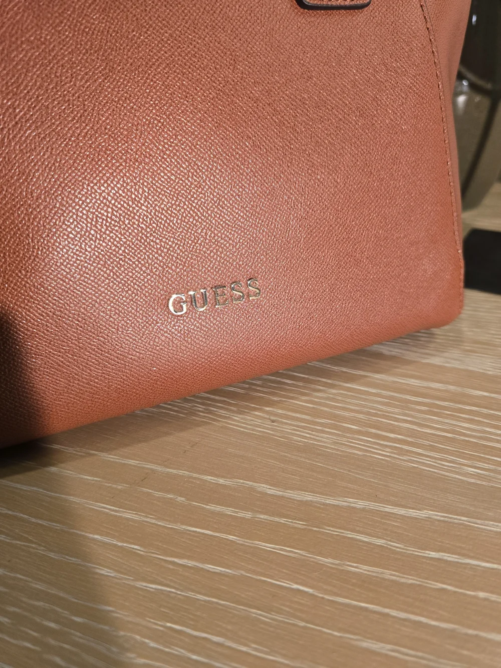 GUESS Terracotta Orange Structured Satchel with Scarf Accent